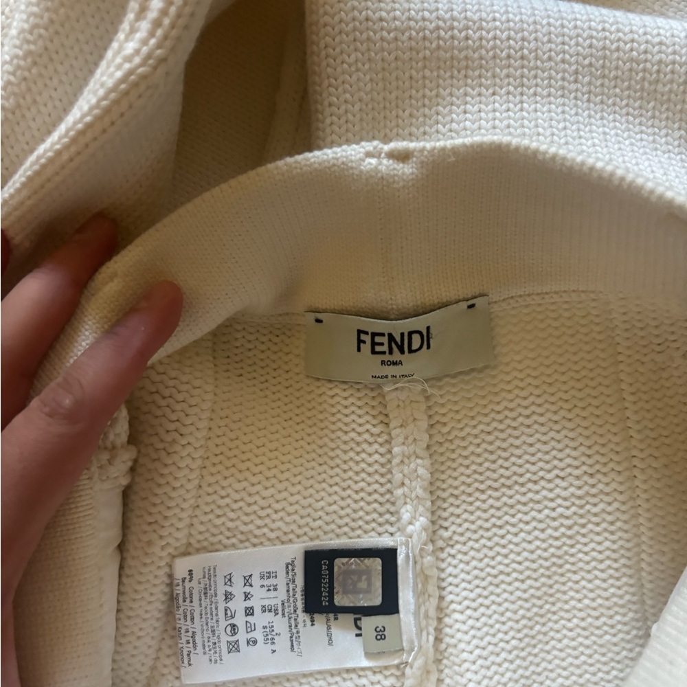 Fendi Women Knitted Trousers Size 2 White Wide Leg Pants Heavyweight - Picture 8 of 9